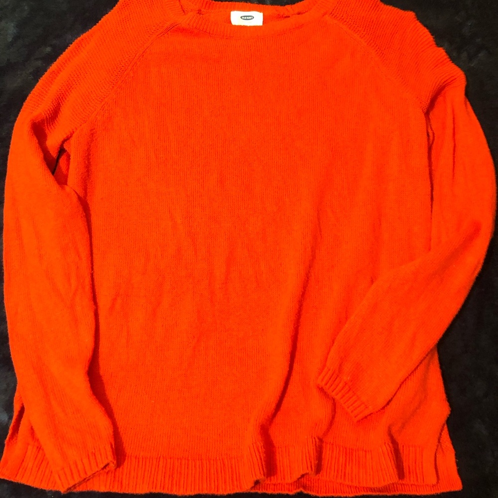 Old Navy Preppy Casual Orange Lightweight Knit Crew Neck Top